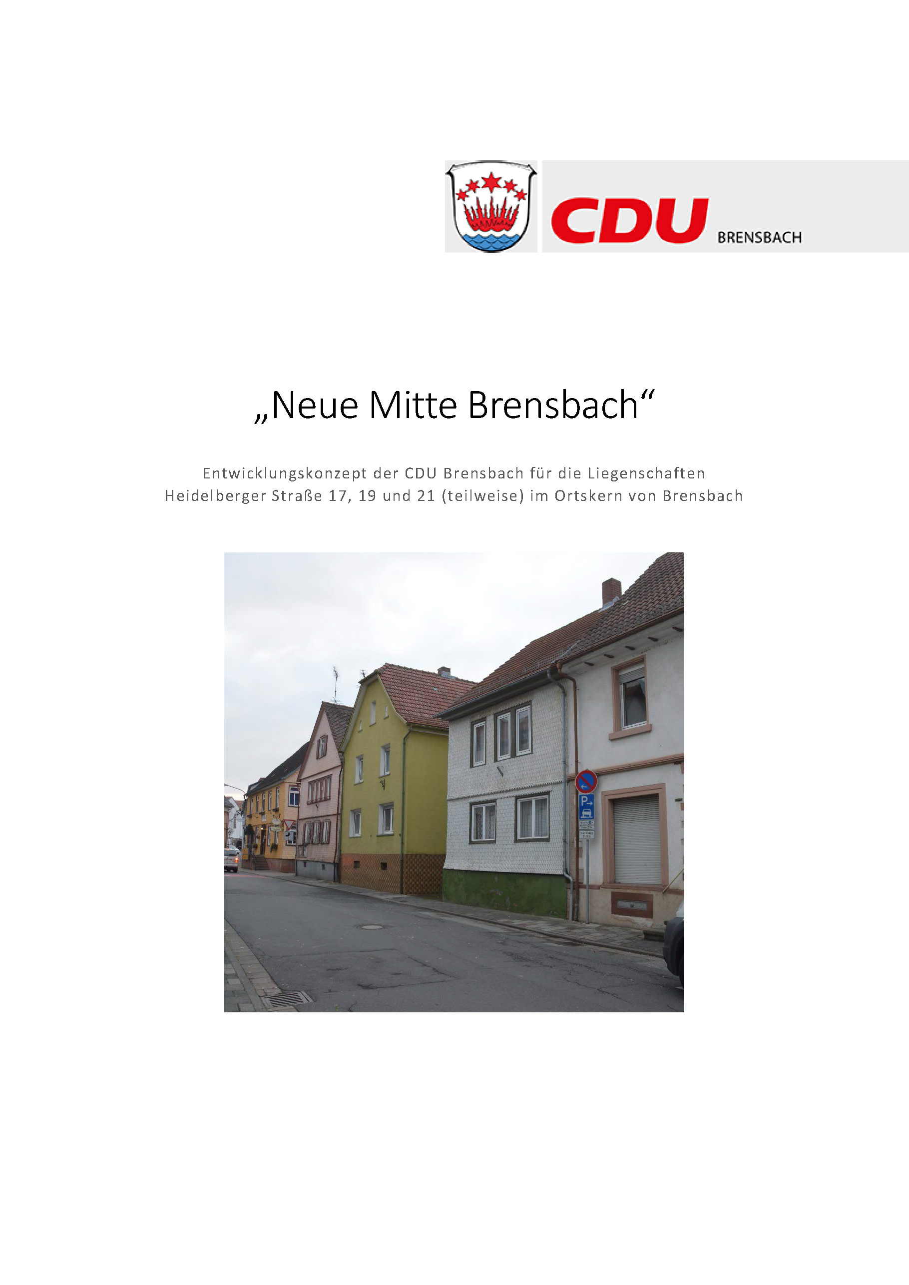 Titelseite Entwicklungskonzept "Neue Mitte Brensbach"